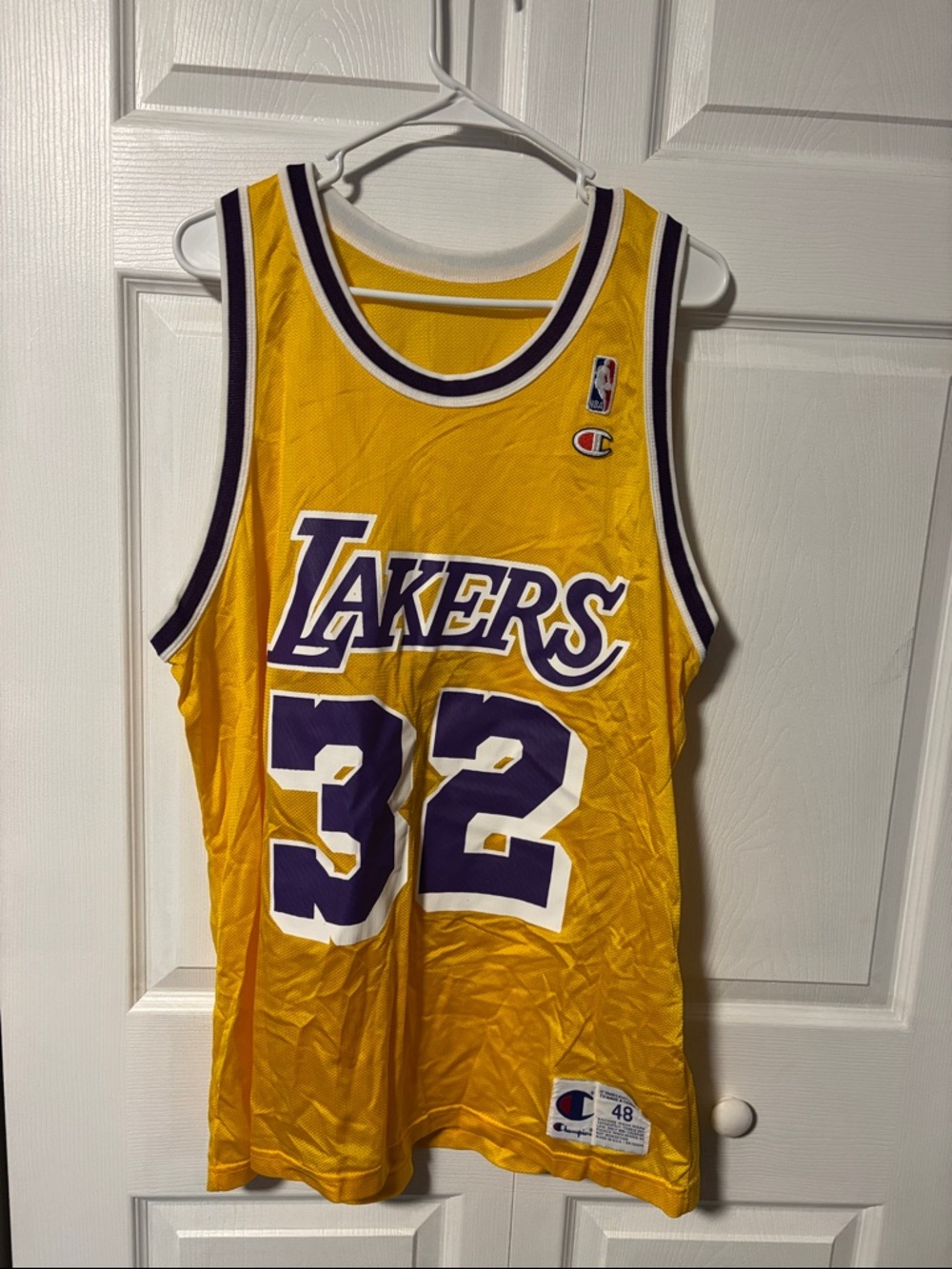 Los Angeles Lakers #32 Magic Johnson Jersey in Gold and Purple